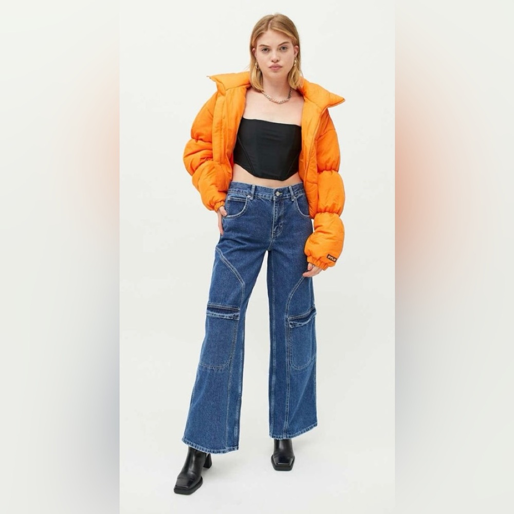 EUC BDG Skater Baggy Wide Leg Long Tall inseam medium blue denim jeans